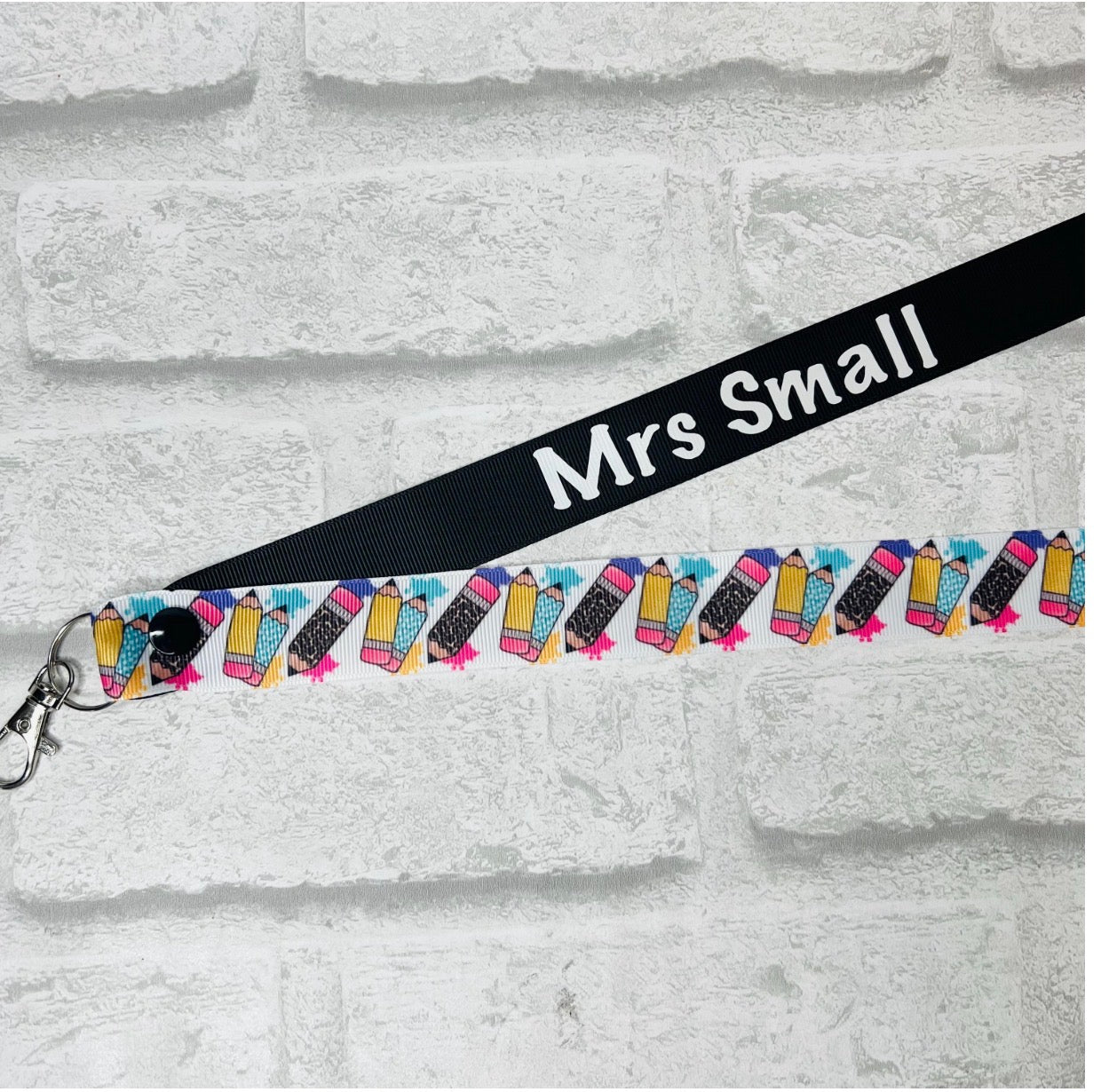 Funky Pencils Print Personalised Lanyard & ID Card Holder Duo