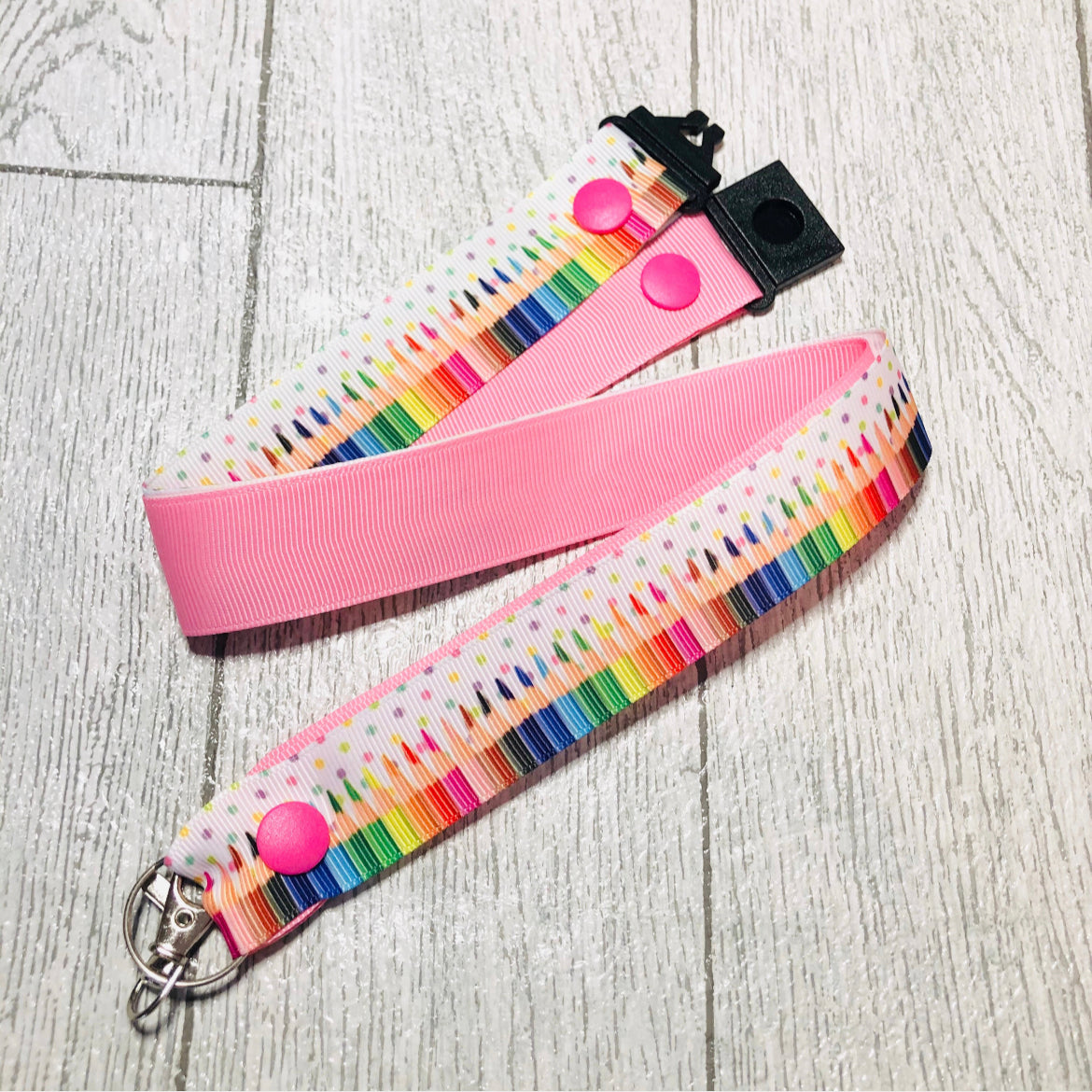 Spotty Pencil Print Personalised Lanyard