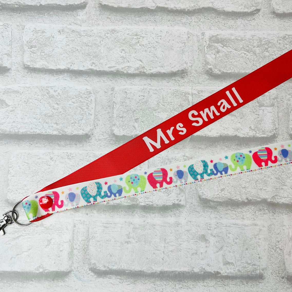 Elephant Rainbow Print  Personalised Lanyard
