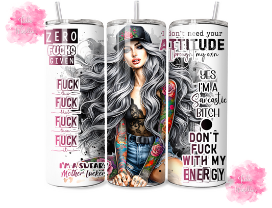 Zero Fucks Attitude - 20oz Insulated Tumbler